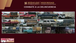 Aseguran 12 camionetas, 13 mil 600 litros de hidrocarburo y dos vehículos robados en Tula